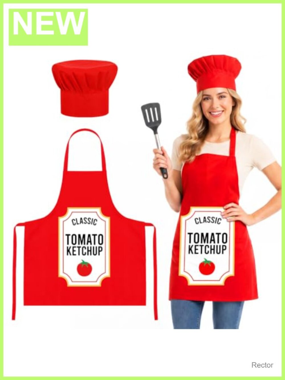 Halloween Condiment Apron Chef Hat Set Twill Polyester Adult Group Costume
